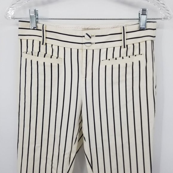 Anthropologie The Essential Slim Leg Cropped Striped Nautical Pants Size 0 - Picture 3 of 12